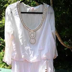 Lilly Pulitzer Beaded Tunic Dress, White - XL